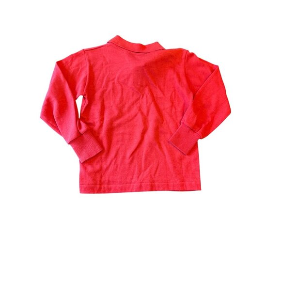 Health-Tex Kids Red Long Sleeve Polo Shirt W/ Embroidered Bird Design Size 7 - Picture 4 of 5